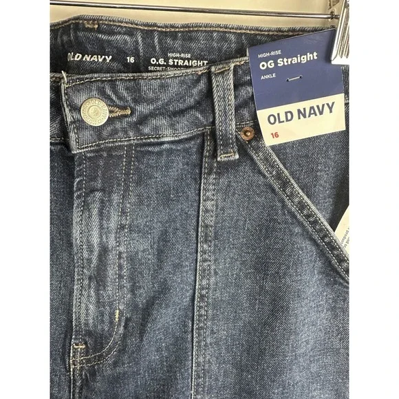 NWT Old Navy High-Waisted OG Straight Utility Jeans Blue Denim Plus Size 16 - Picture 5 of 12